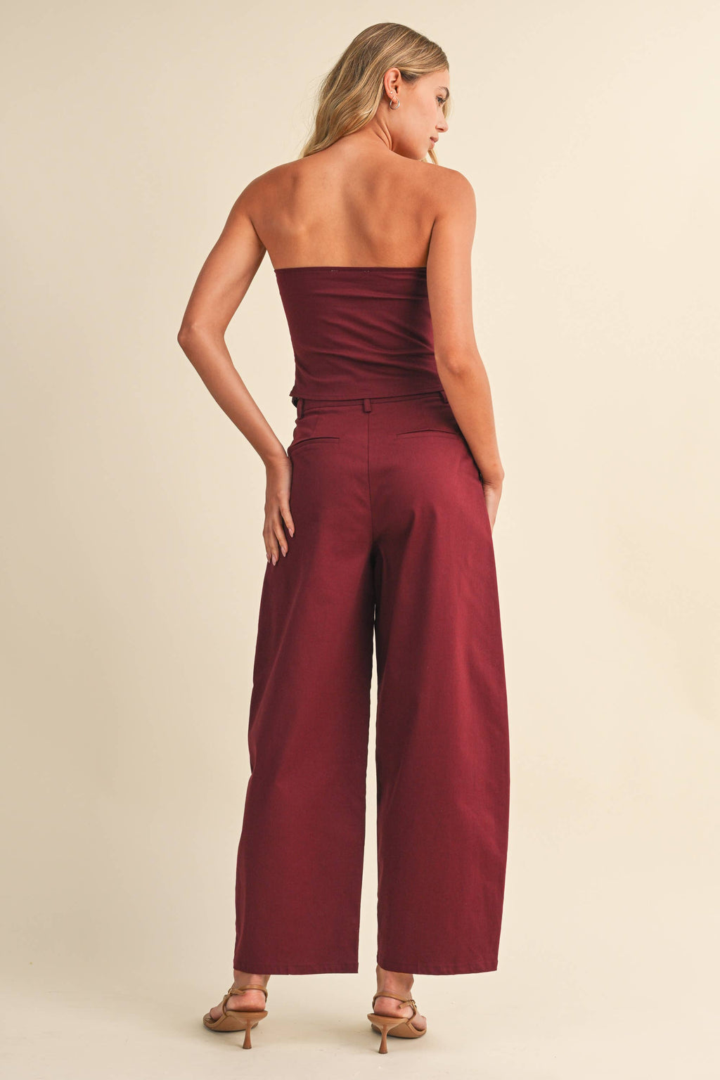 MAROON MAYHEM CROSET TOP AND BARREL LEG PANT