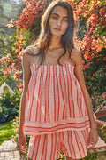 The Sunkist Striped Smocked Top