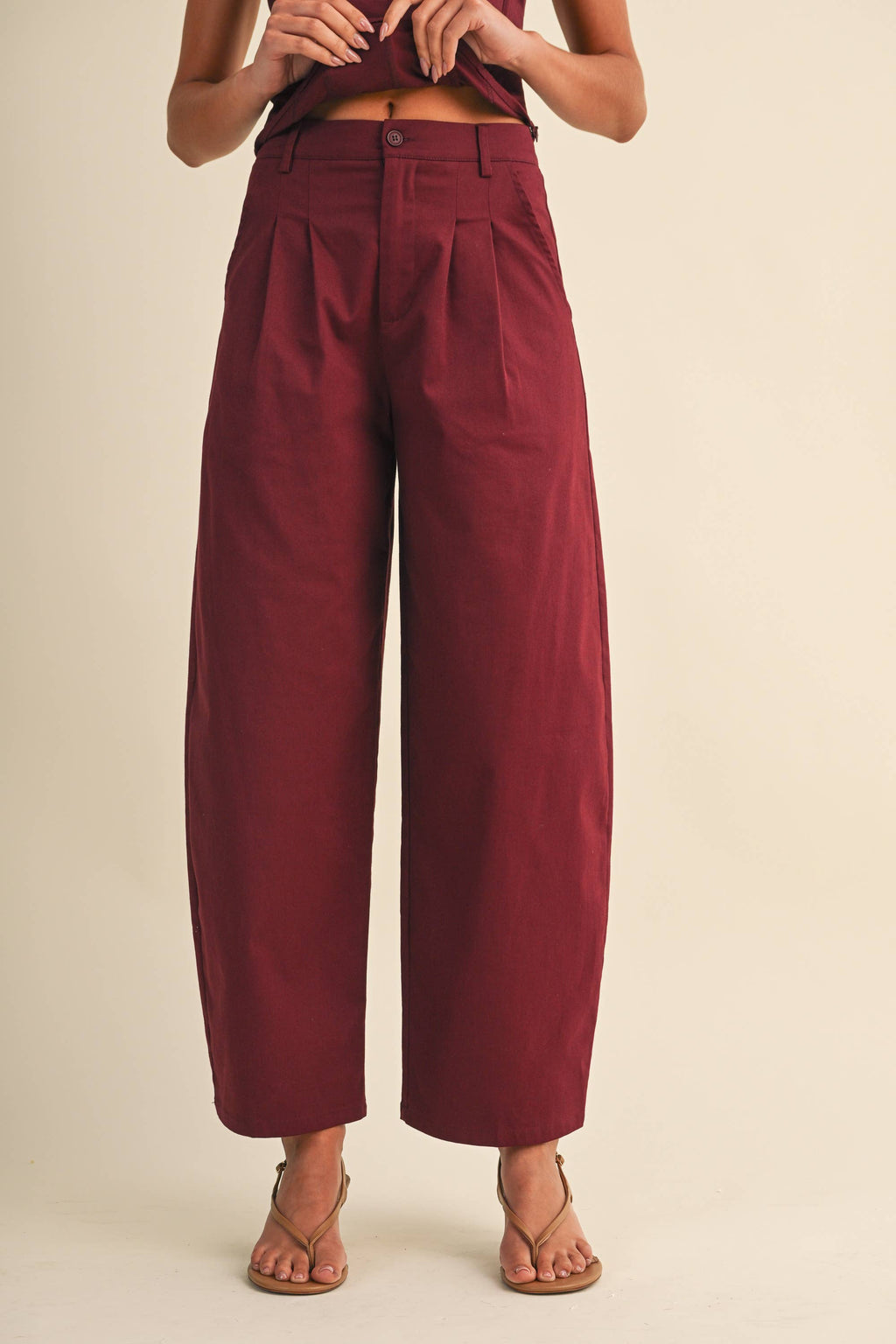 MAROON MAYHEM CROSET TOP AND BARREL LEG PANT