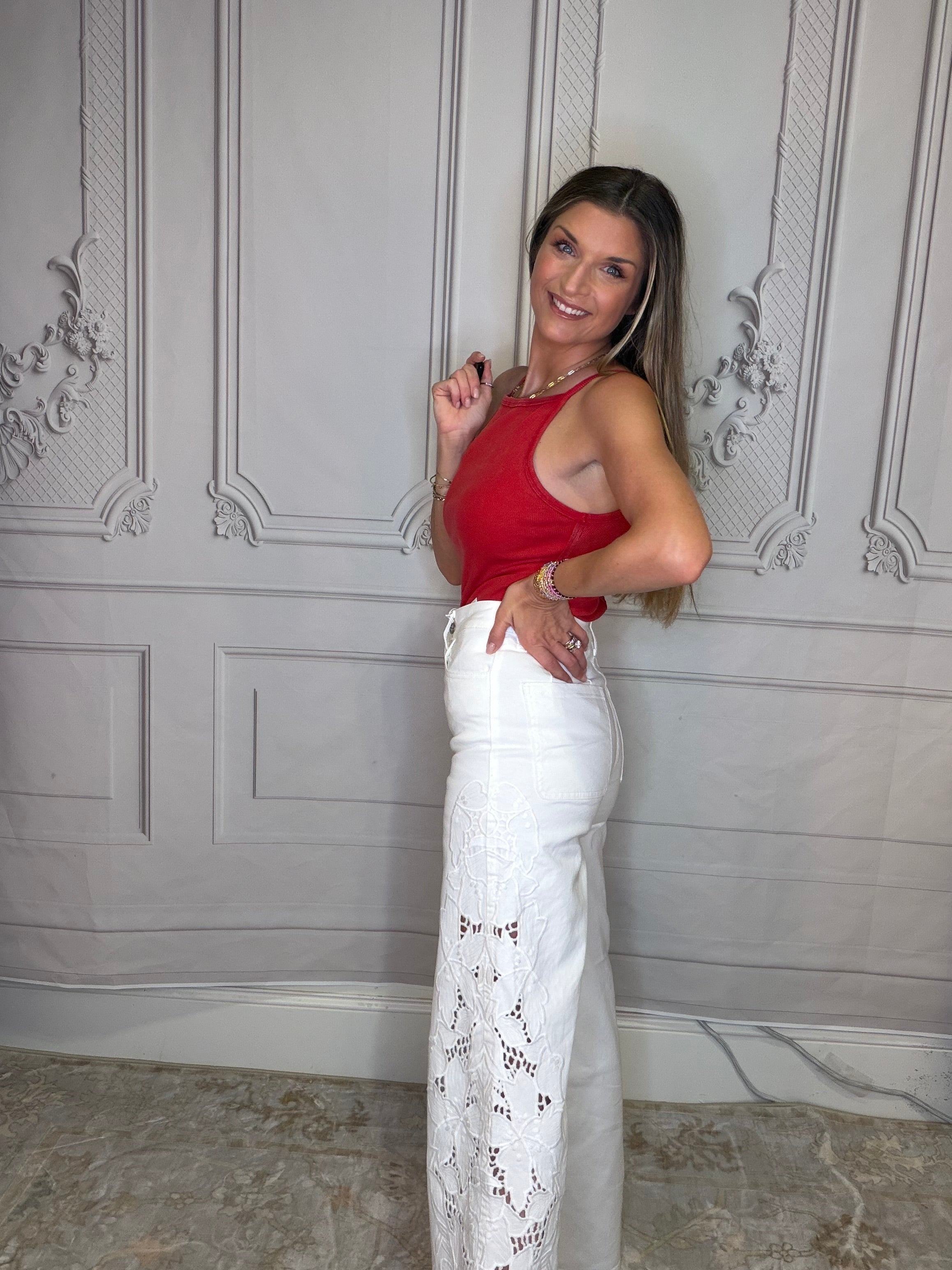 SUMMER FLORAL CHARM WIDE LEG JEAN