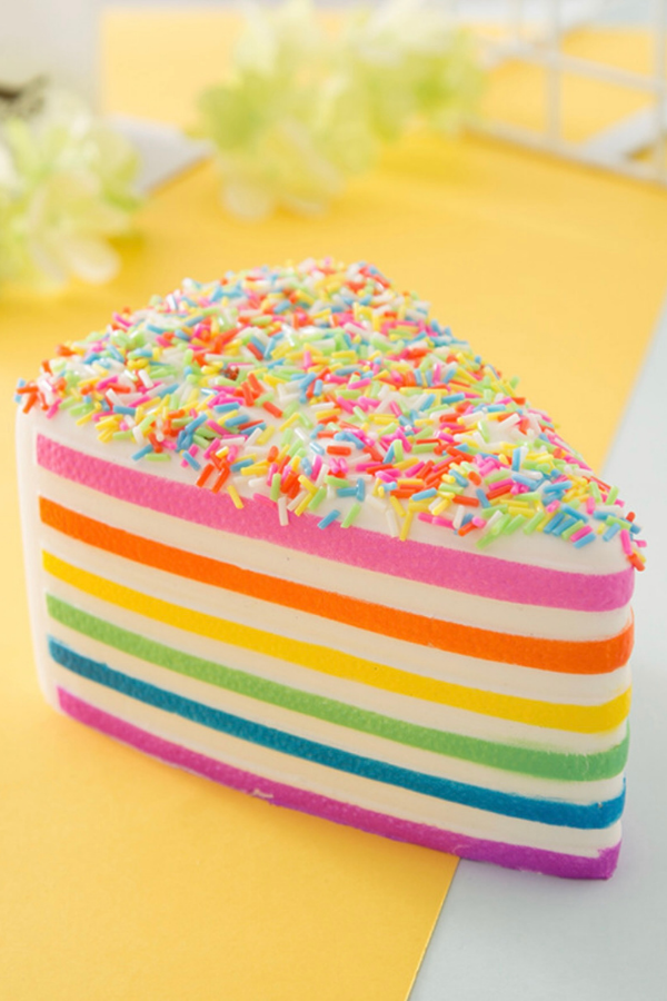 Rainbow Cake Slice Squishy Toy