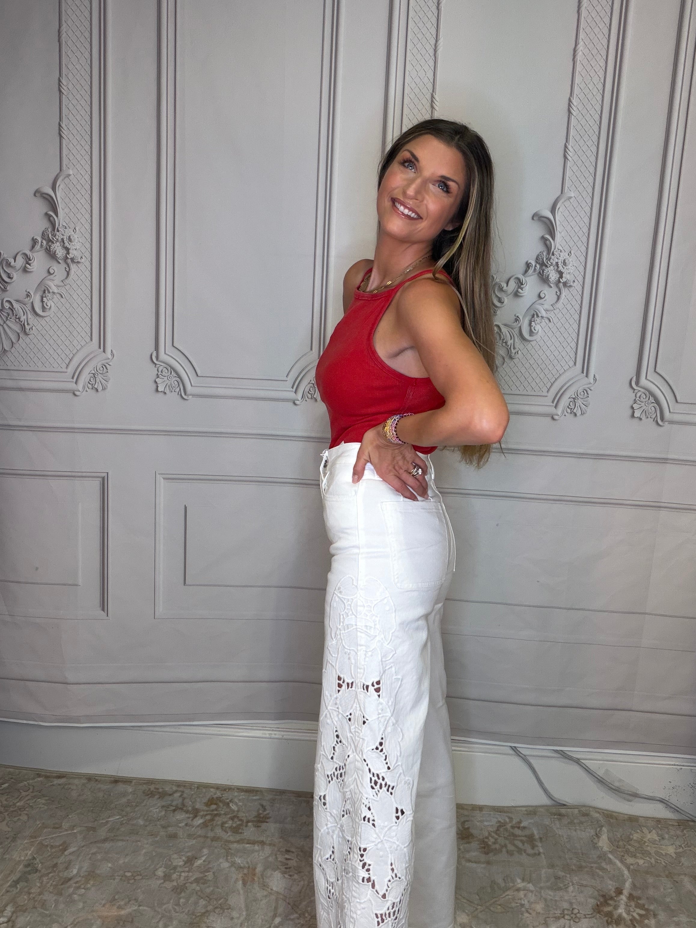 SUMMER FLORAL CHARM WIDE LEG JEAN