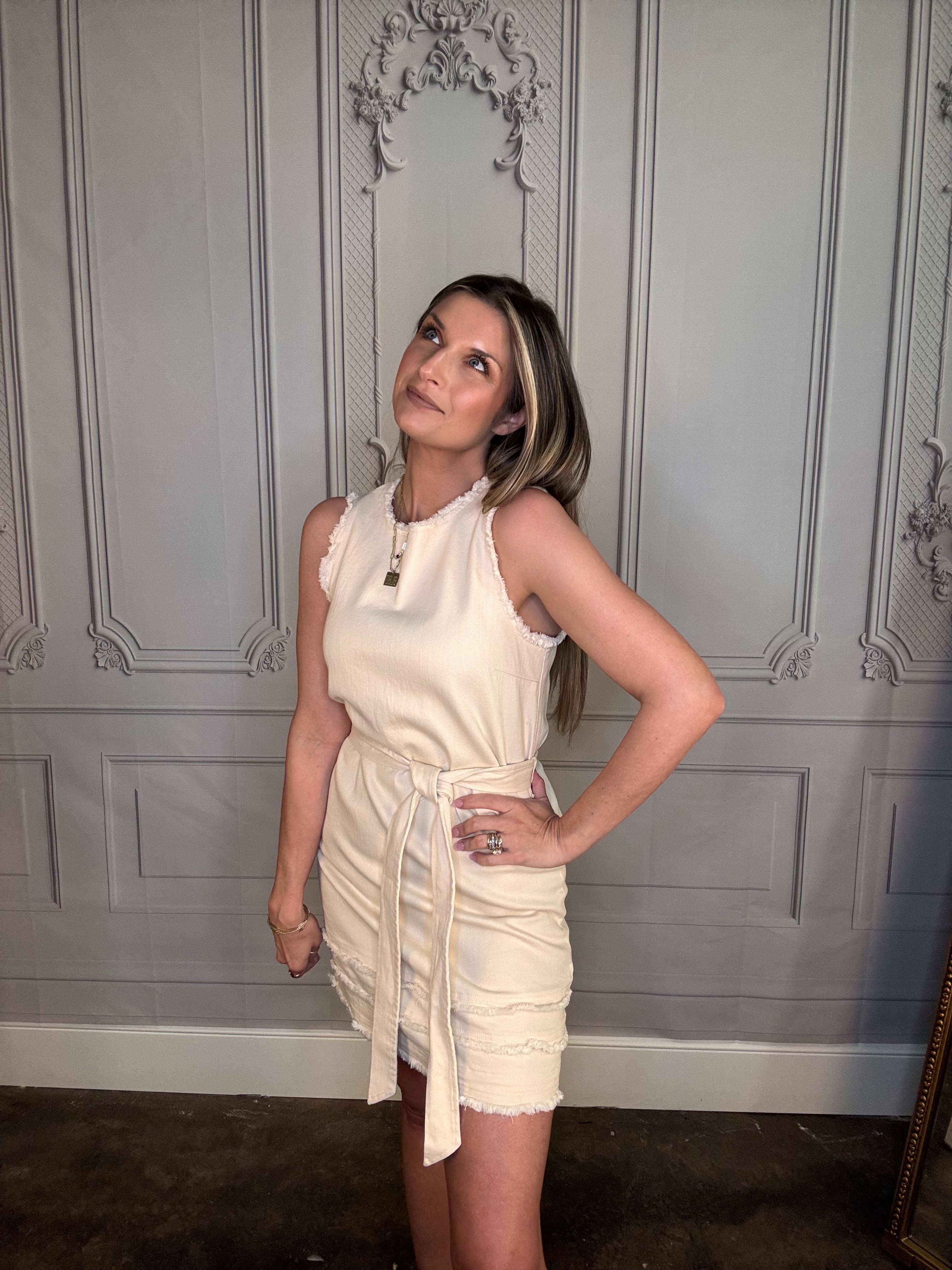 The Celine Cream Denim Dress