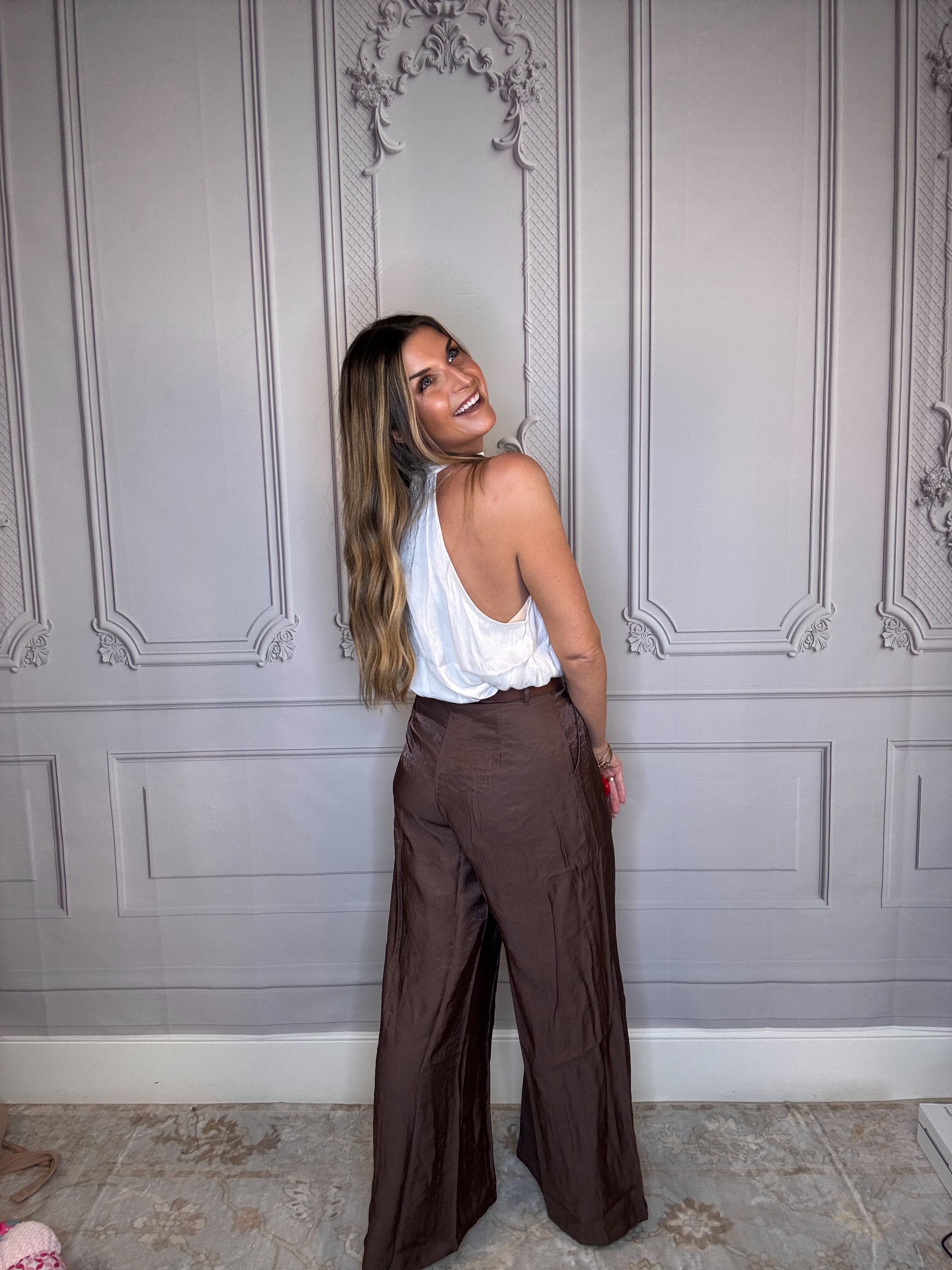 Chocolate Silk Trouser