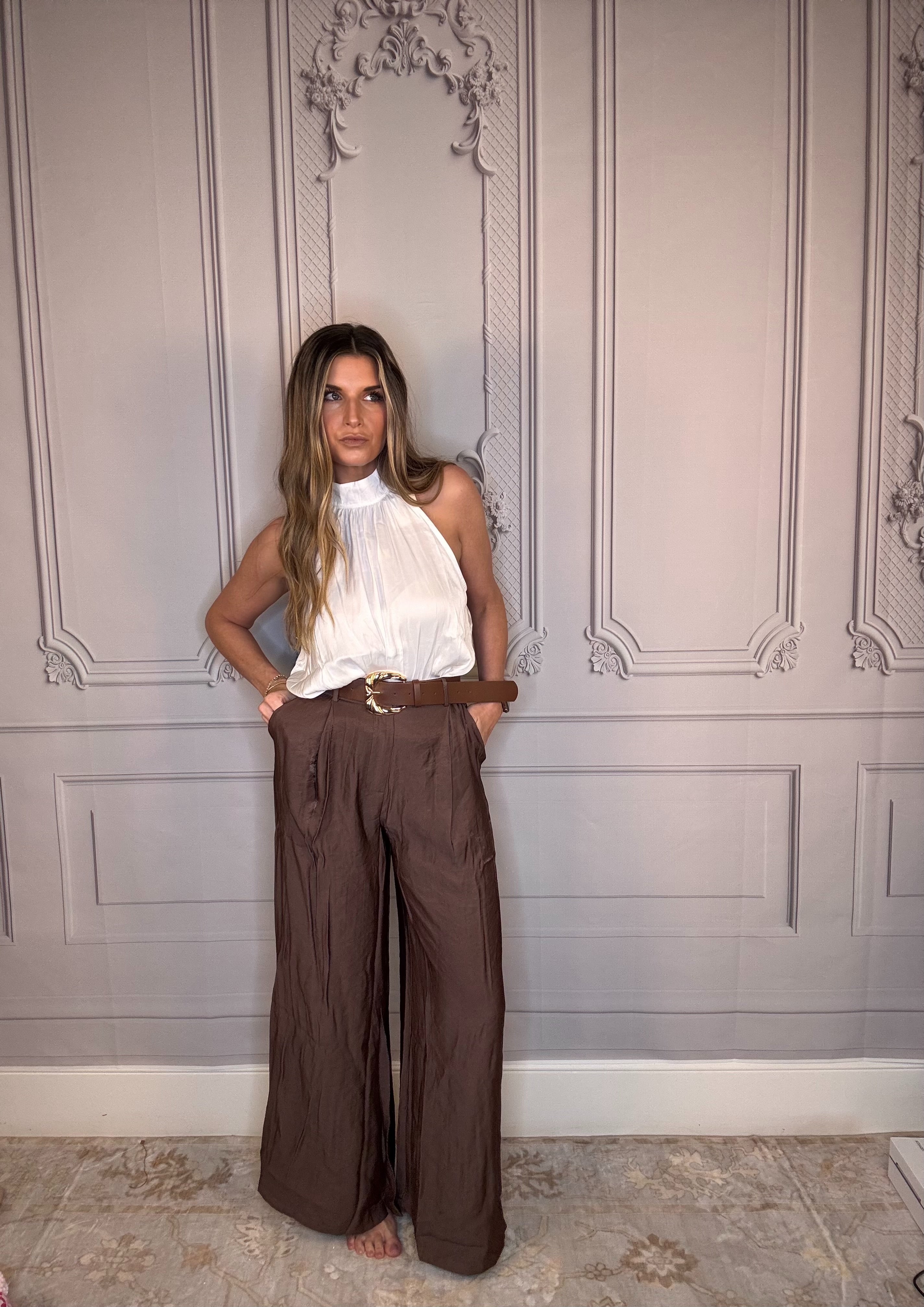 Chocolate Silk Trouser