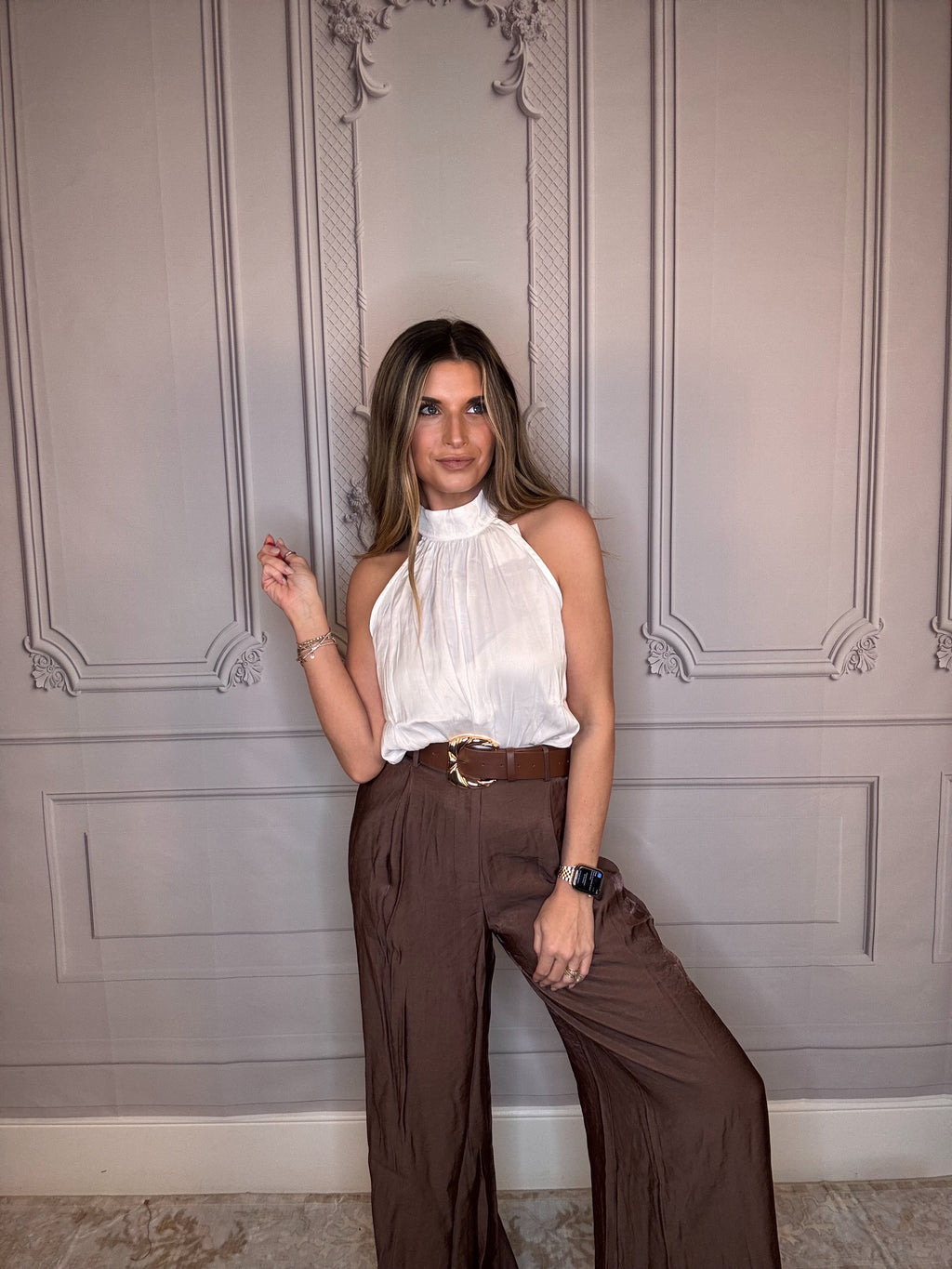 Chocolate Silk Trouser