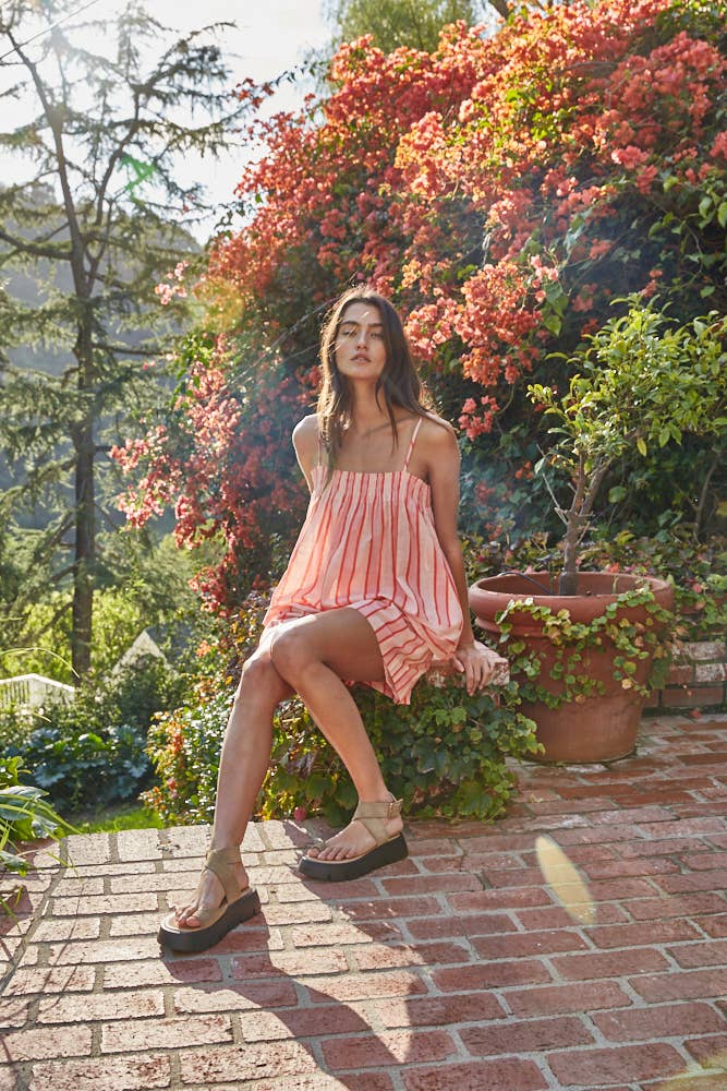 The Sunkist Striped Smocked Top
